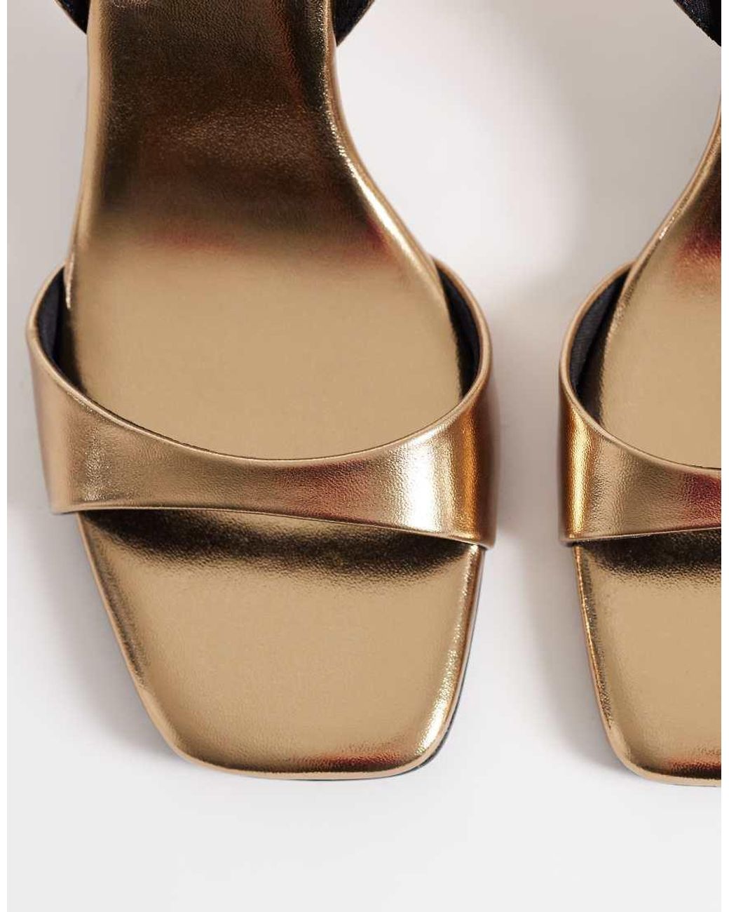 ASOS Metallic Hope Barely There Mid Heel Stiletto Sandals