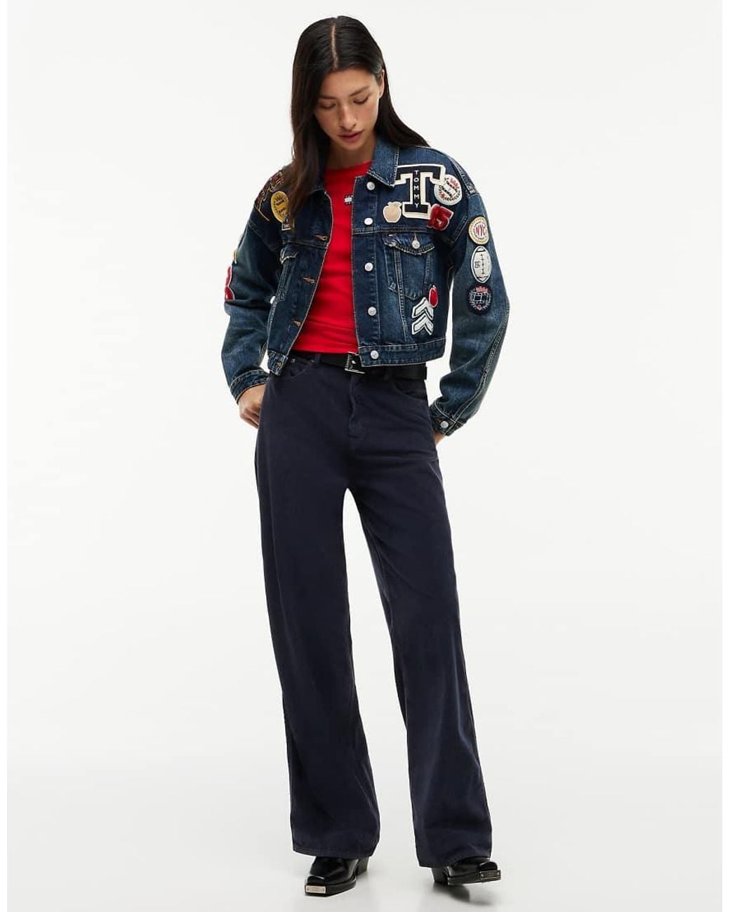Tommy Hilfiger Blue Tommy Jeans Tommy Badge Cropped Denim Trucker Jacket