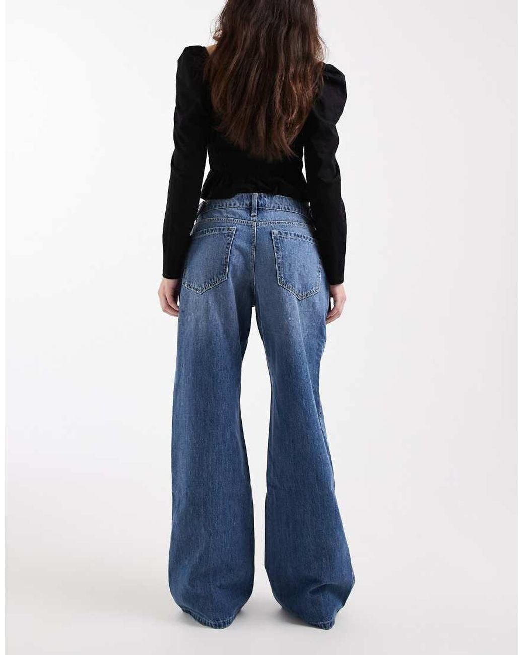 Hollister Blue Low Rise Baggy Jeans With Adjustable Waist