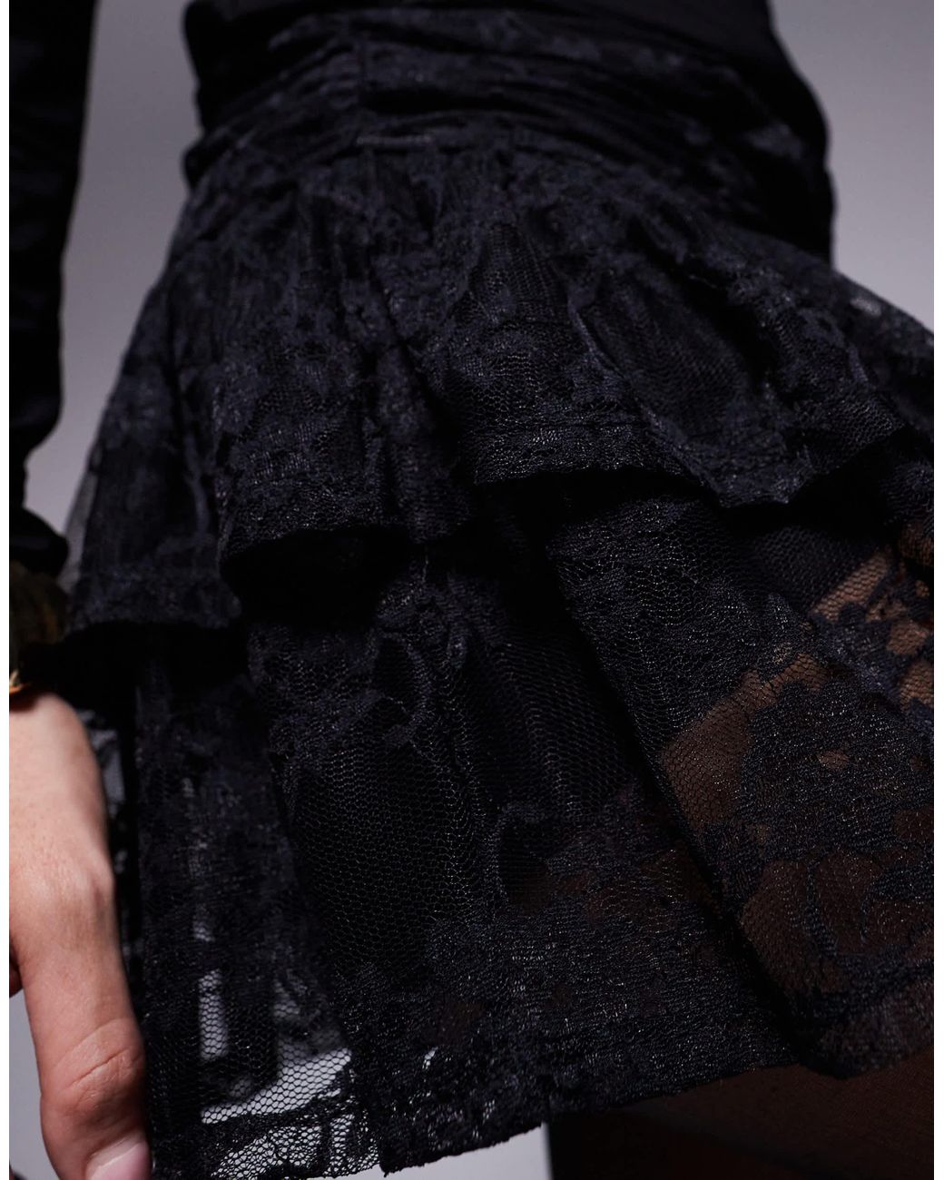 ASOS Black Lace Ruffle Mini Skort
