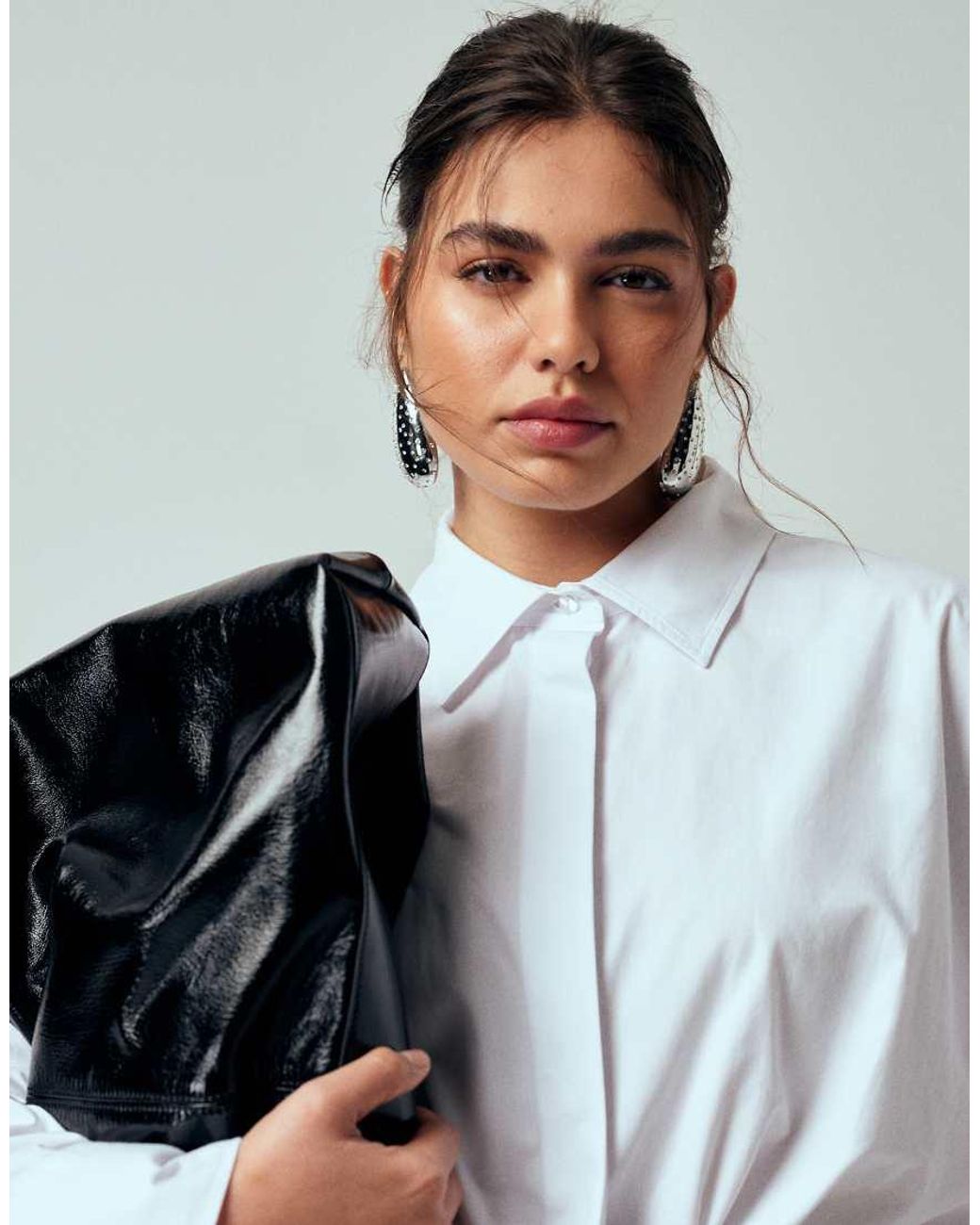 ASOS White Asos Design Curve Oversized Tie Front Shirt