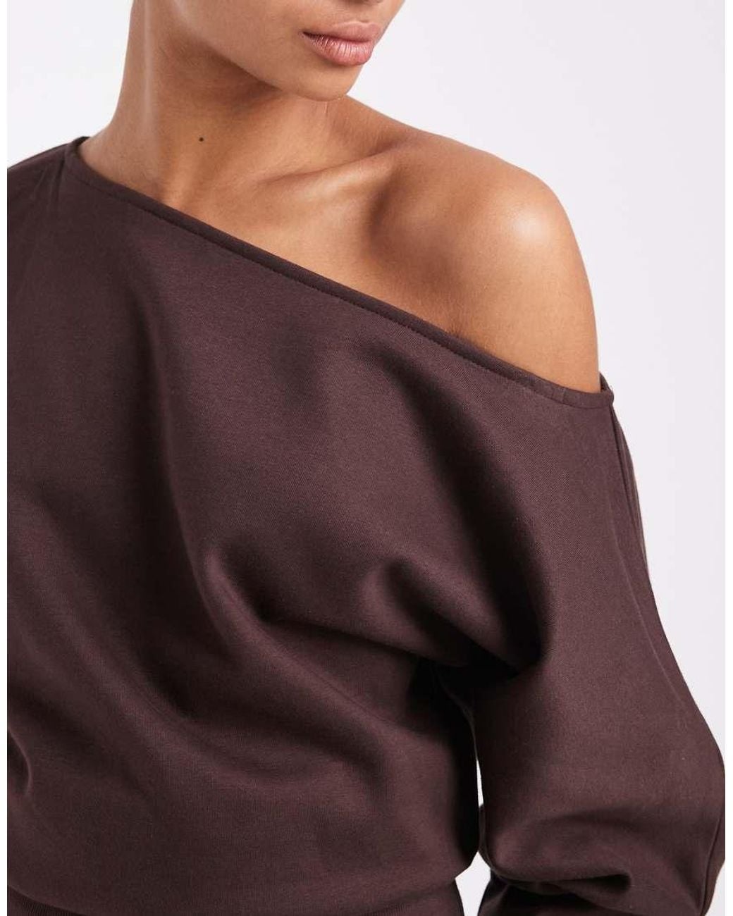 ASOS Brown Slash Neck Batwing Sweatshirt