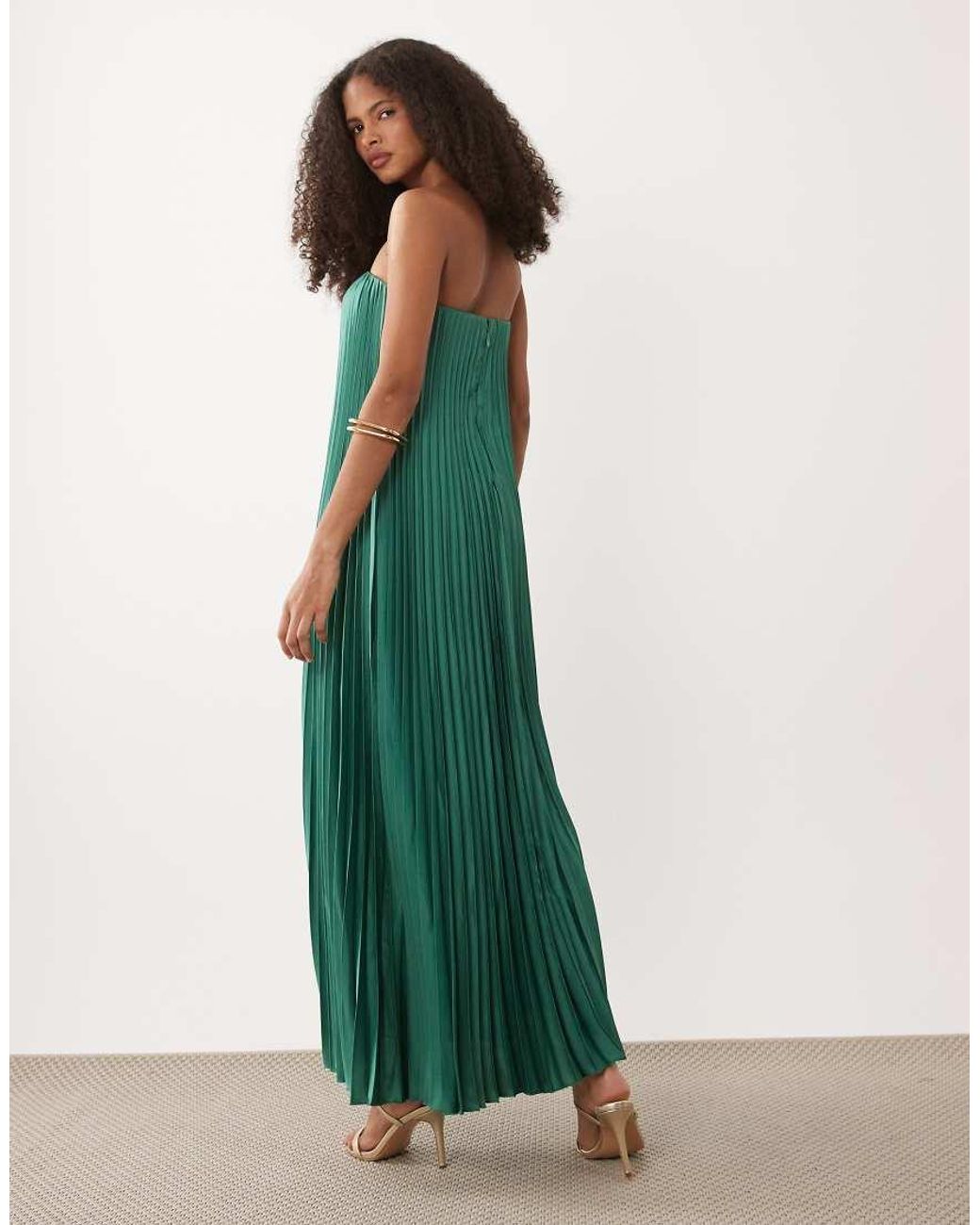 Abercrombie & Fitch Green Strapless Flowy Maxi Dress