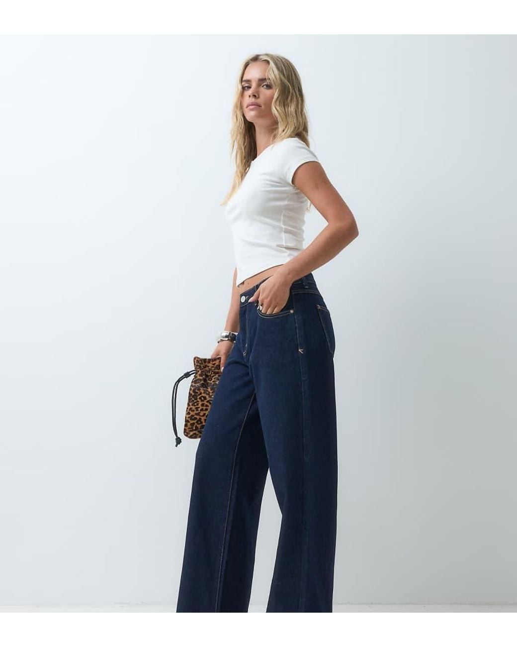 Abrand Jeans Blue Petite 95 Mid Rise Wide Leg Jeans