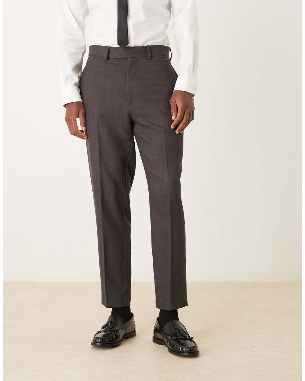 ASOS Natural Brushed Twill Tapered Suit Pants for men