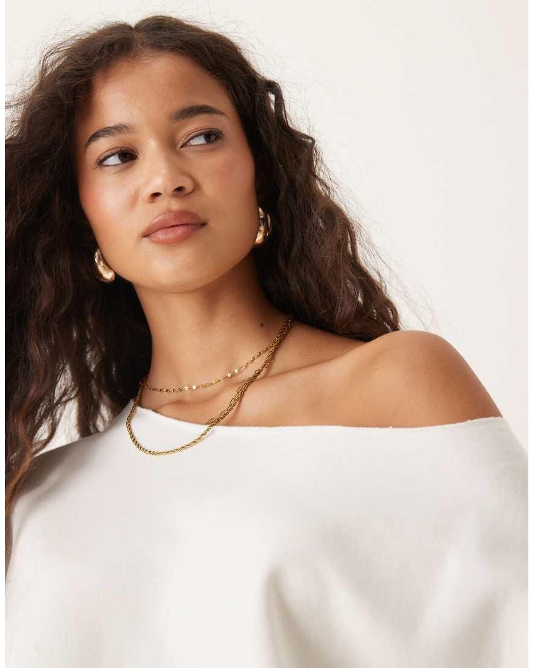 ASOS White Oversized Off Shoulder Sweatshirt