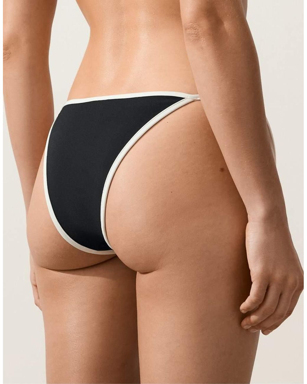 Oysho Black Contrast Trim Medium-coverage Tie Bikini Briefs
