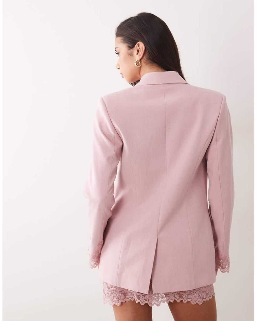 ASOS Pink Blazer With Applique Lace