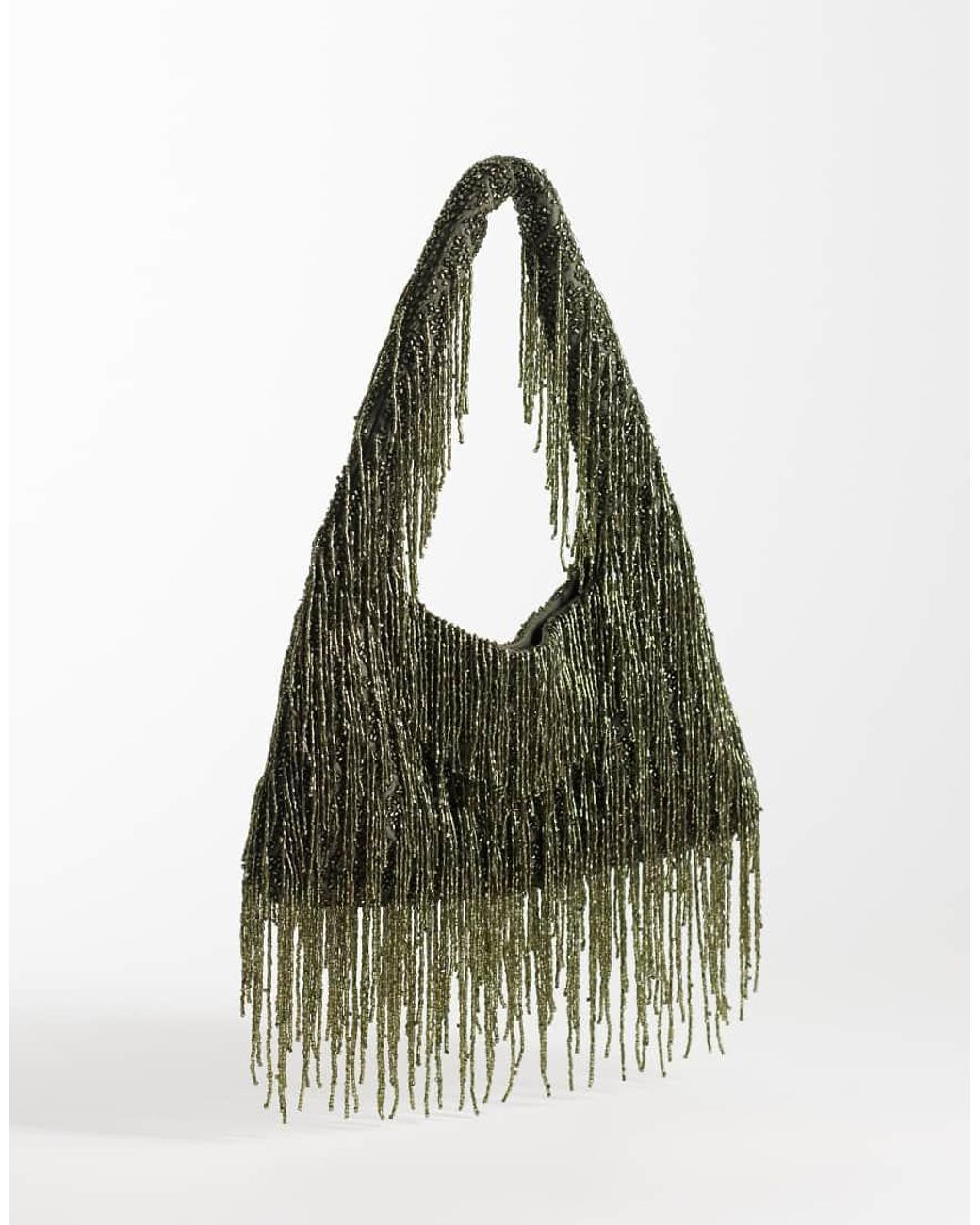 ASOS Green Premium Fringed Embellished Shoulder Bag