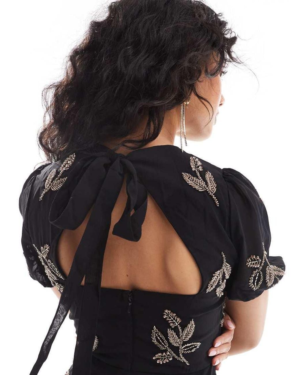 Maya Black Embellished Open Back Maxi Dress