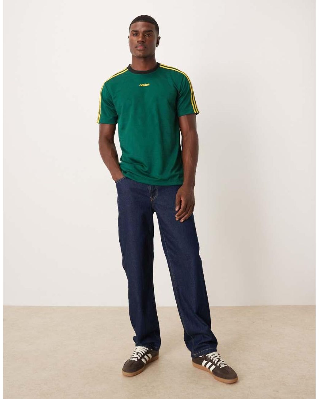 Adidas Originals Green Logo Ringer T-Shirt for men