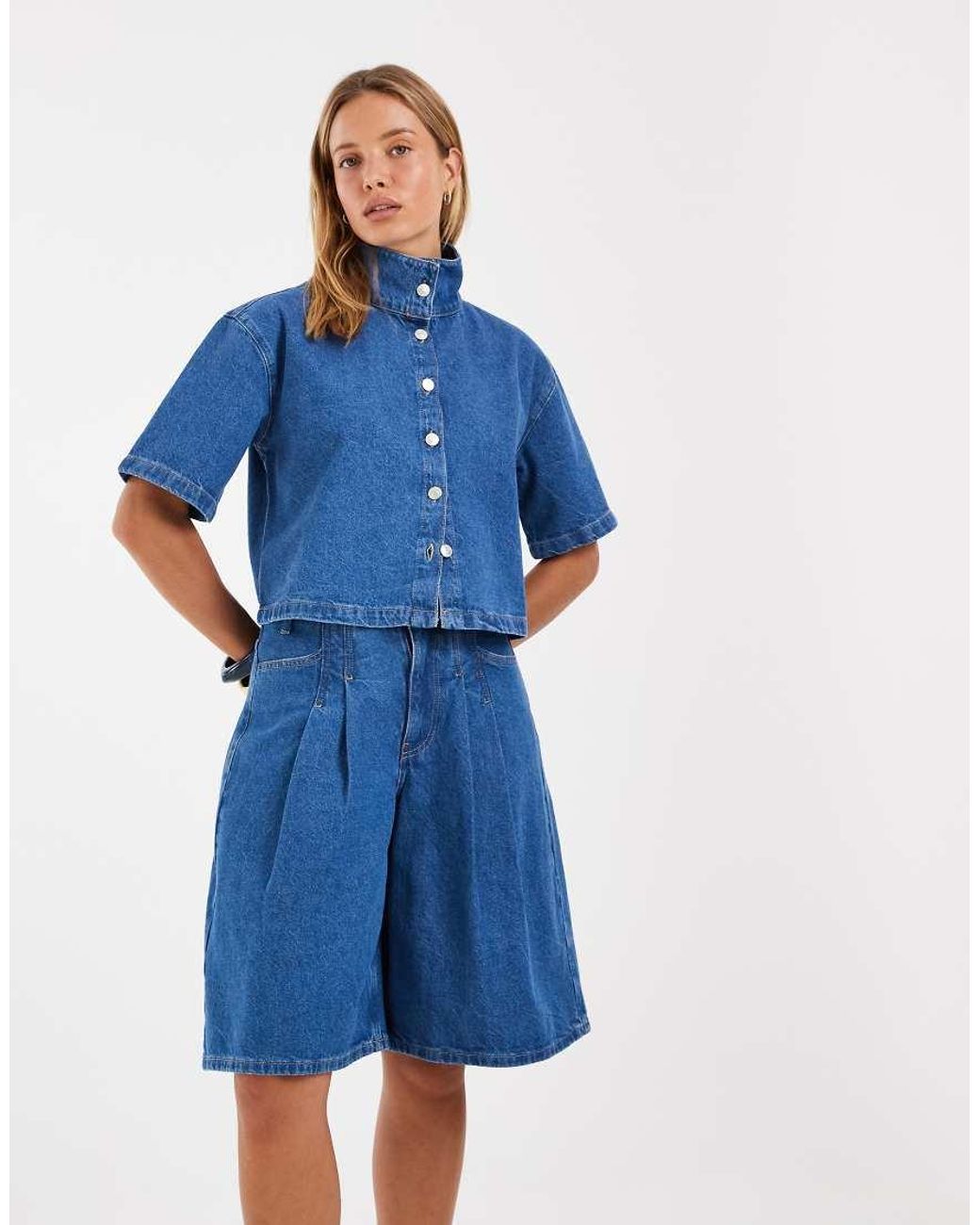 ASOS Blue Clean Waistband Oversized Jort