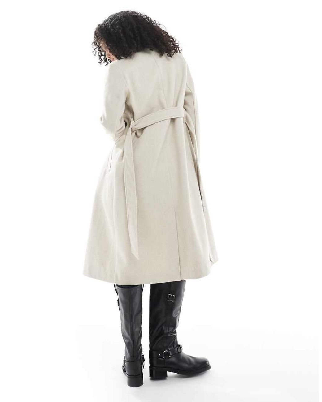New Look White Longline Belted Coat