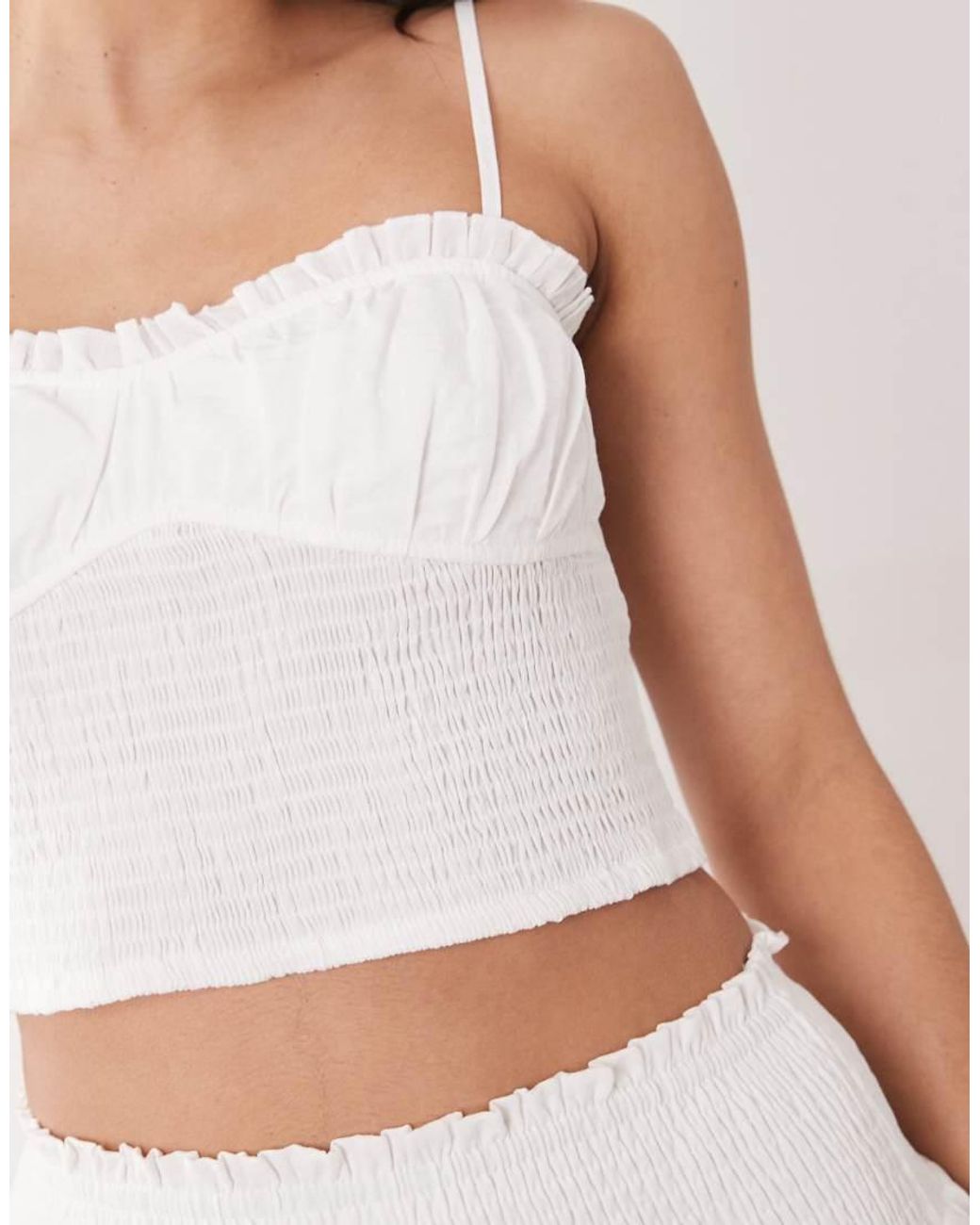Aria Cove Pink Cotton Blend Shirred Detail Frill Hem Cami Top Co-Ord