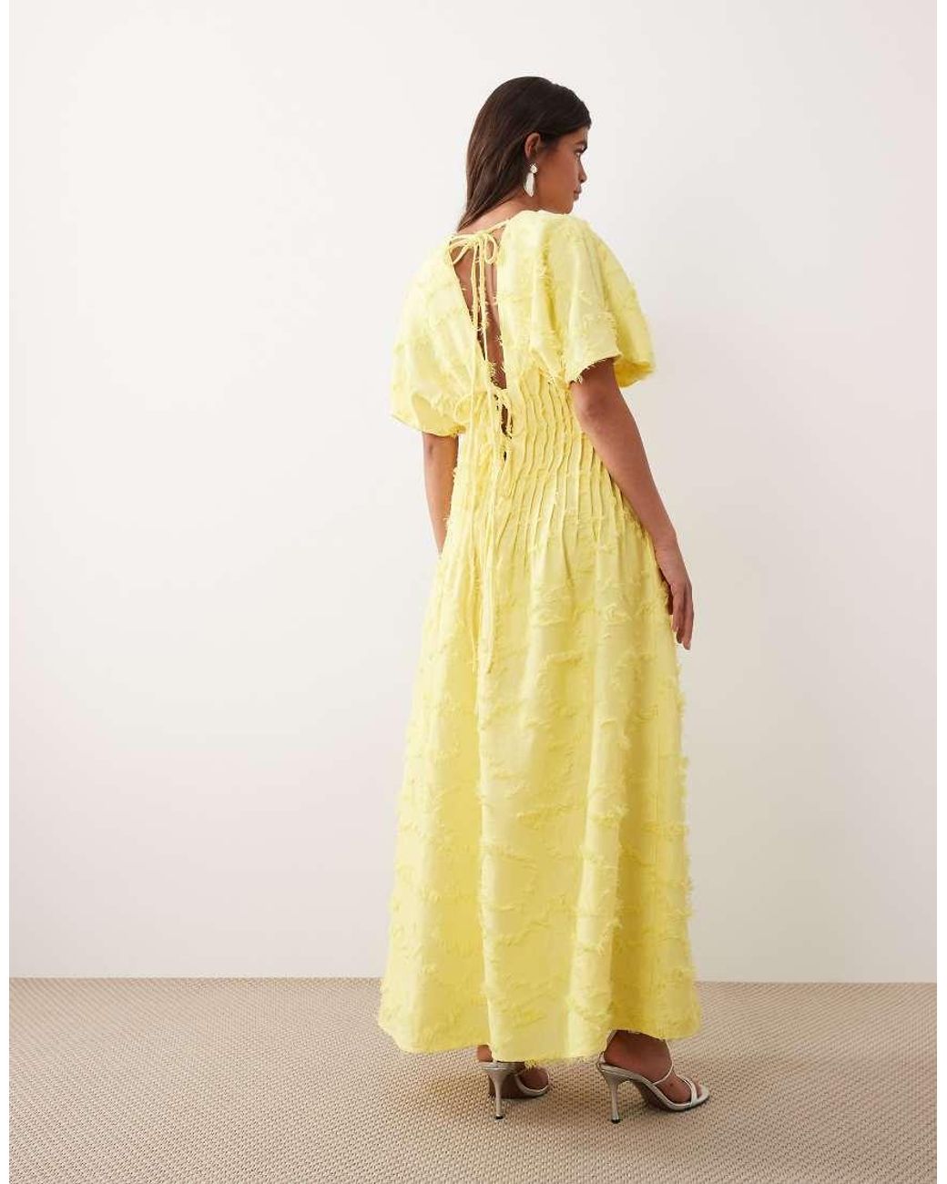ARRANGE Yellow Textured Pintuck Maxi Dress