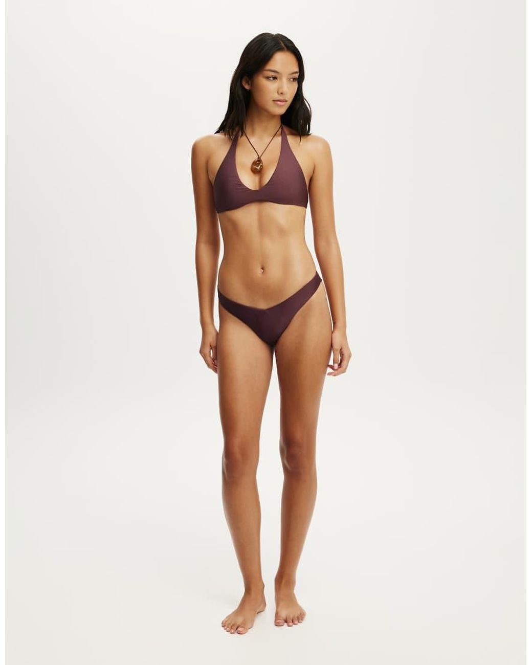 Cotton On Brown Scoop Neck Halter Bikini Top