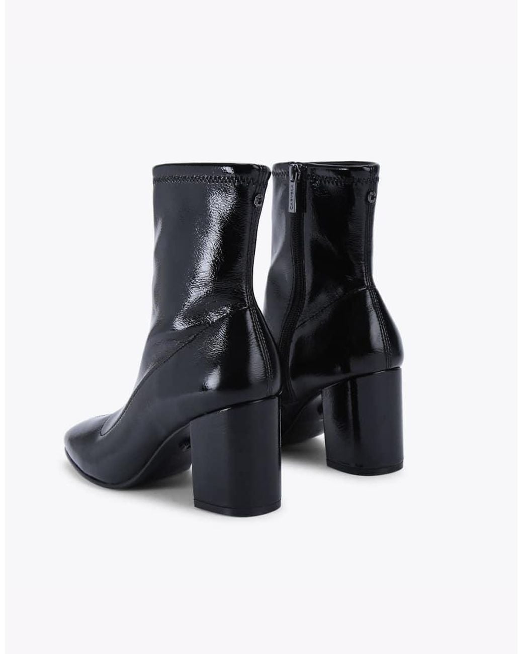 Carvela Kurt Geiger Black Strut Heeled Patent-Faux Leather Ankle Boots