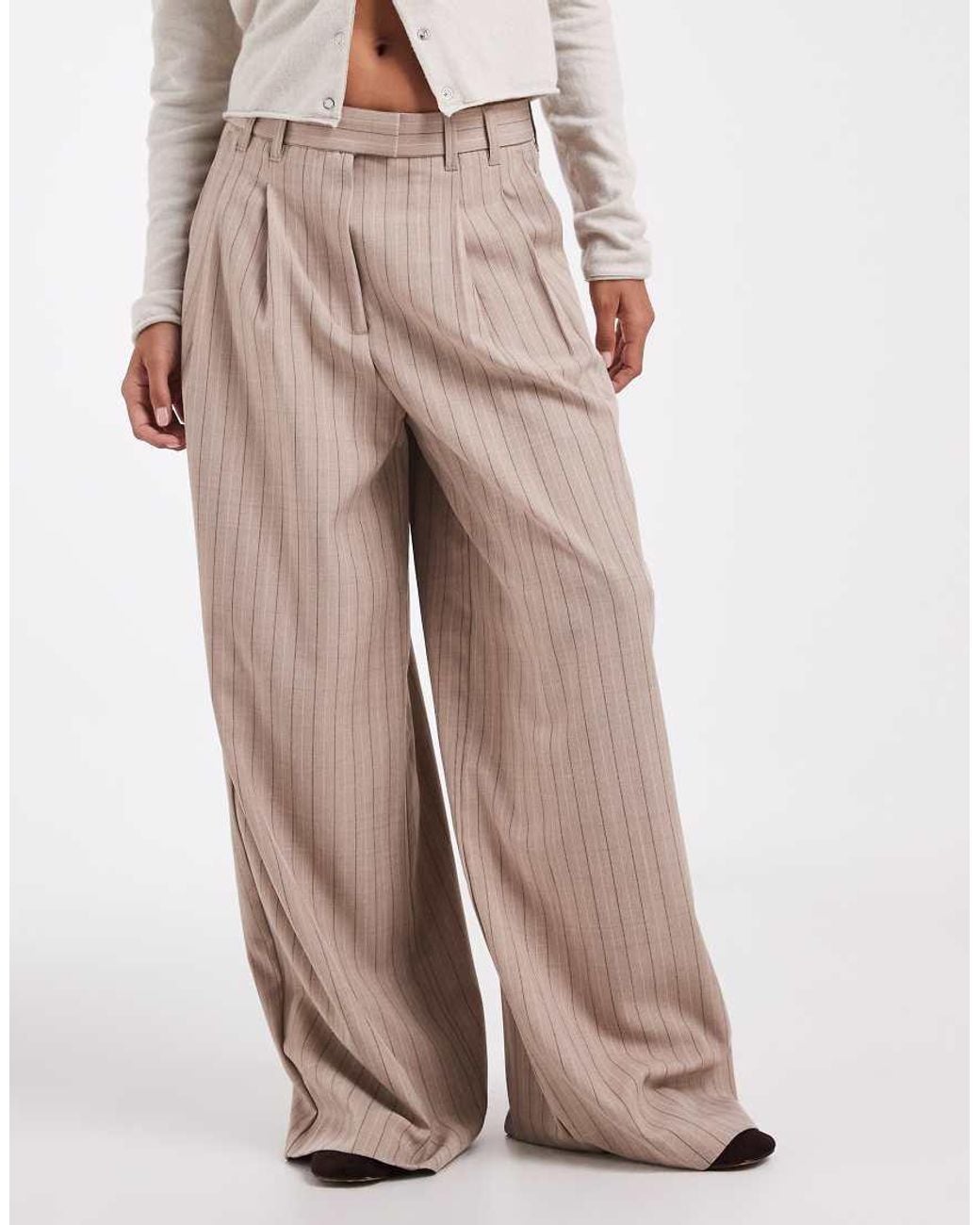 ASOS Natural Tailored Mensy Pants With Pleat Detail