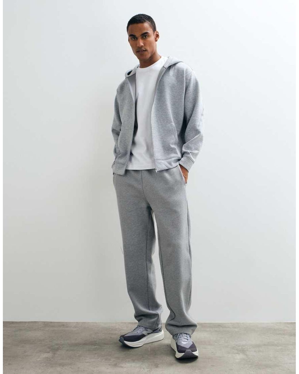 4505 Gray Performance Boxy Fit Zip Up Hoodie for men
