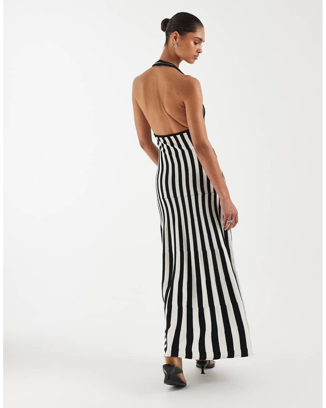ASOS White Knitted Pleated Maxi Dress
