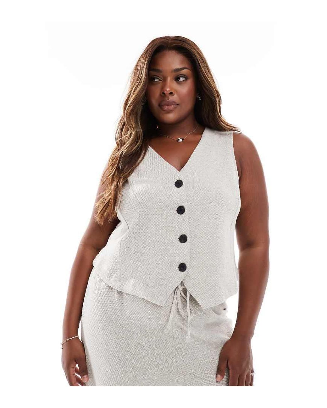 ONLY White Textured Casual Waistcoat