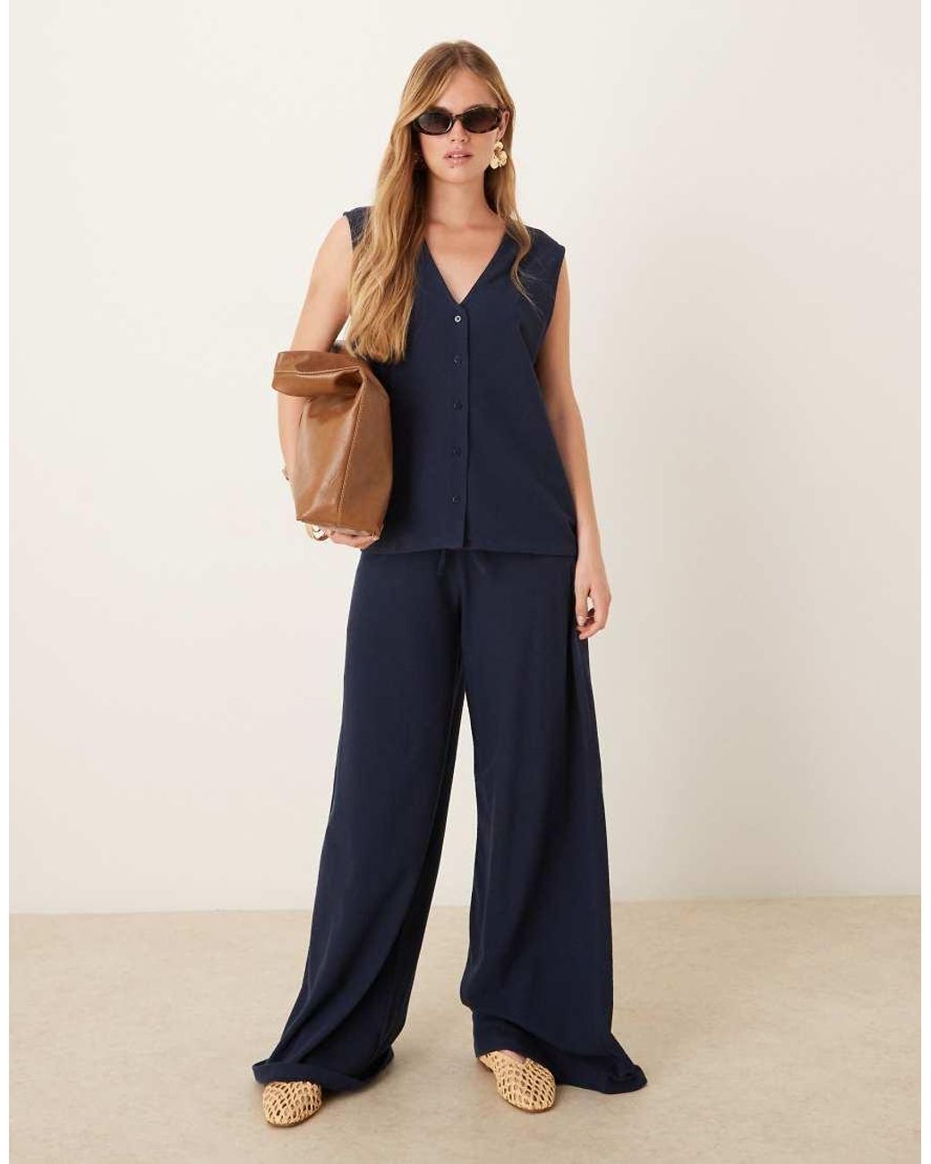 ASOS Blue Textured Knit Oversized Waistcoat