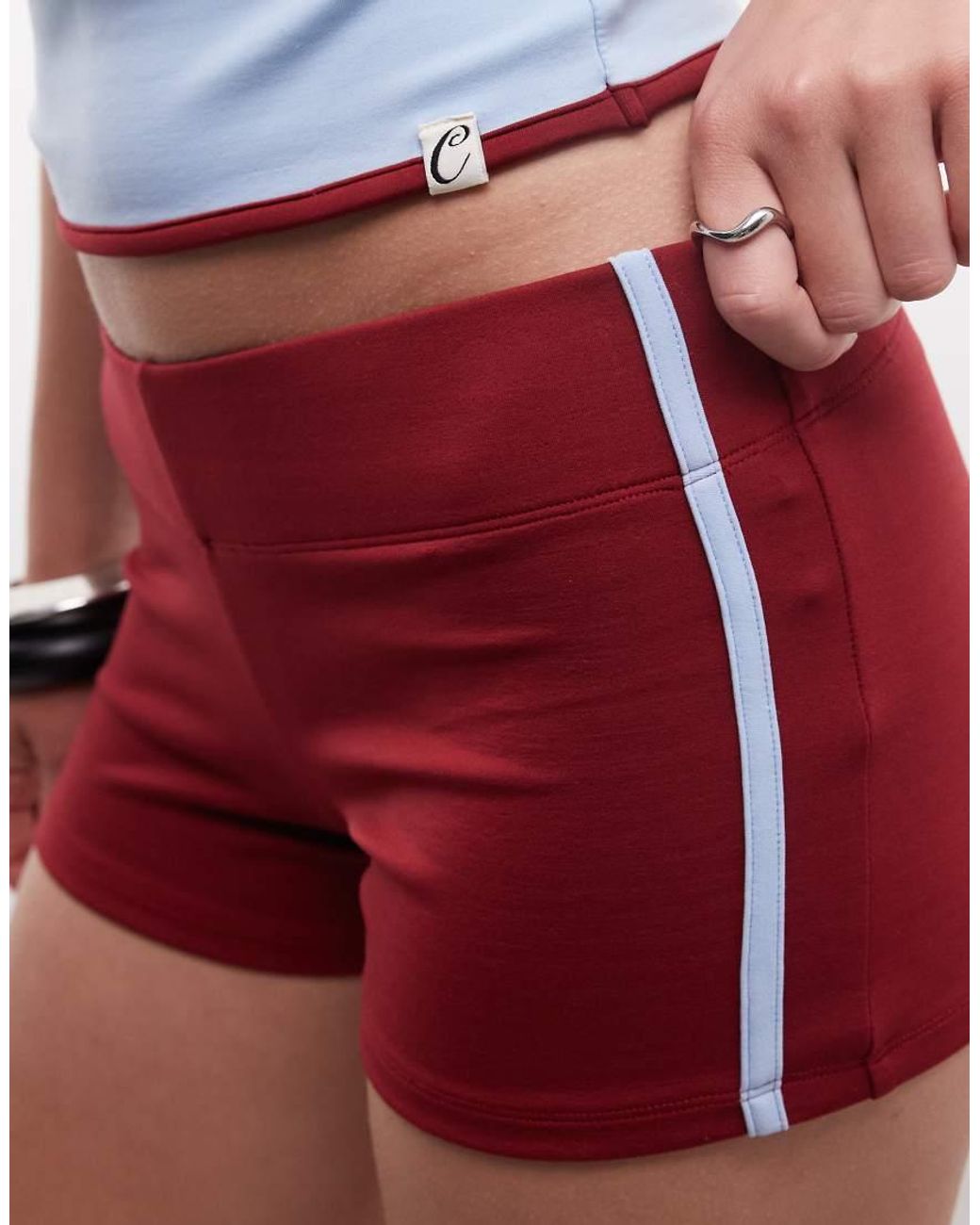 Collusion White Sporty Stripe Booty Short Co Ord