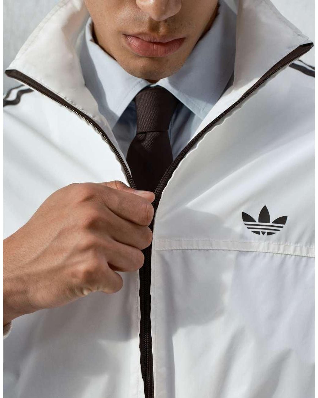adidas Originals x ASOS White Oversized Zip Through Shirt for men
