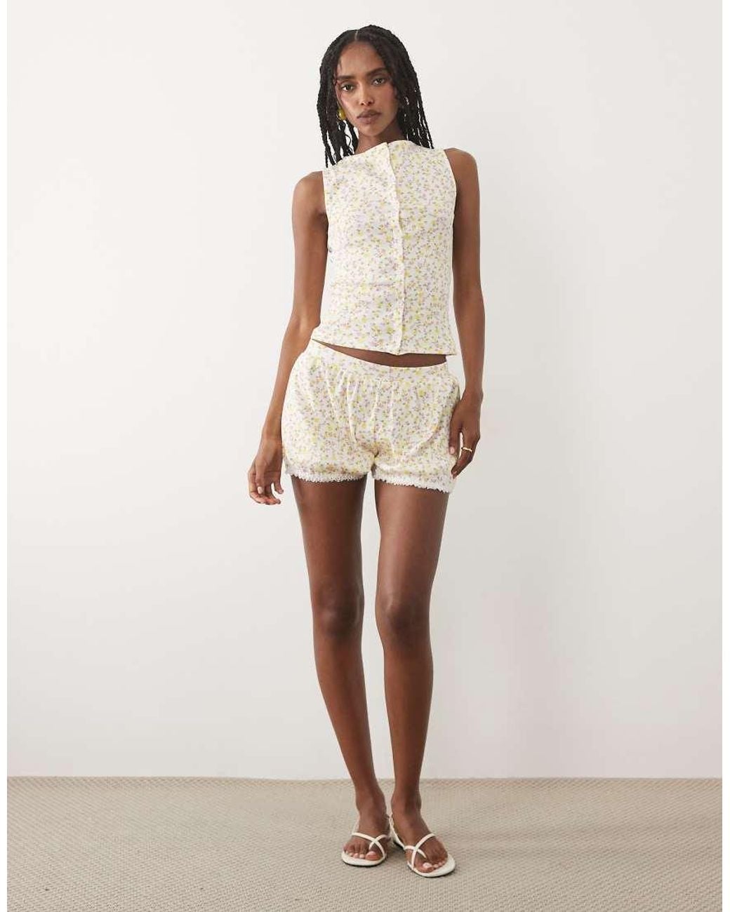 Miss Selfridge Natural Mini Bloomer Short Co-ord