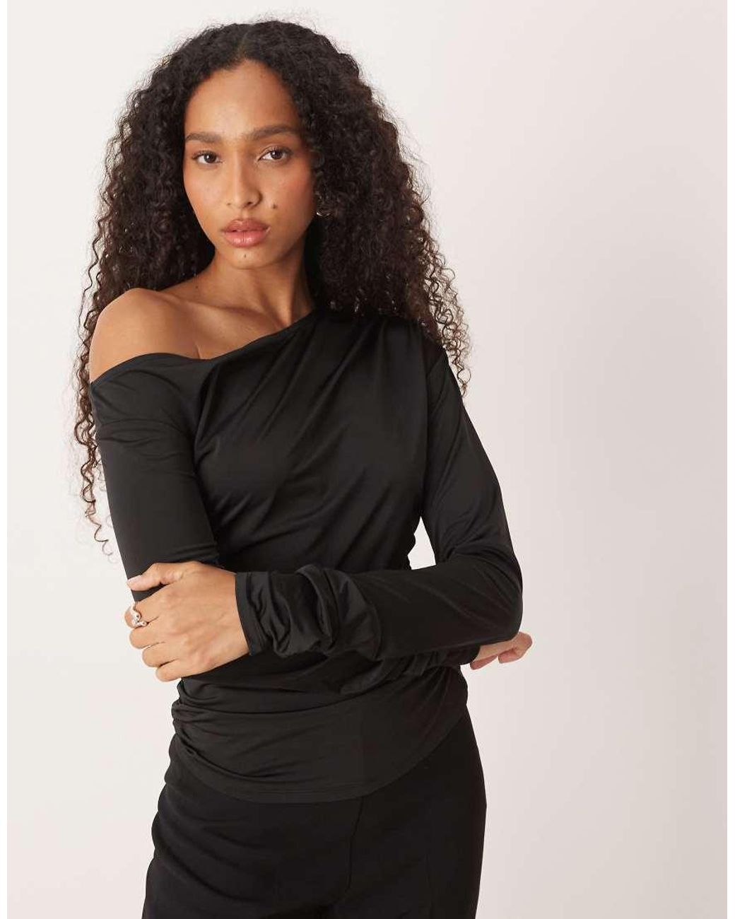 Aware Black Slinky Drapey Long Sleeve Top