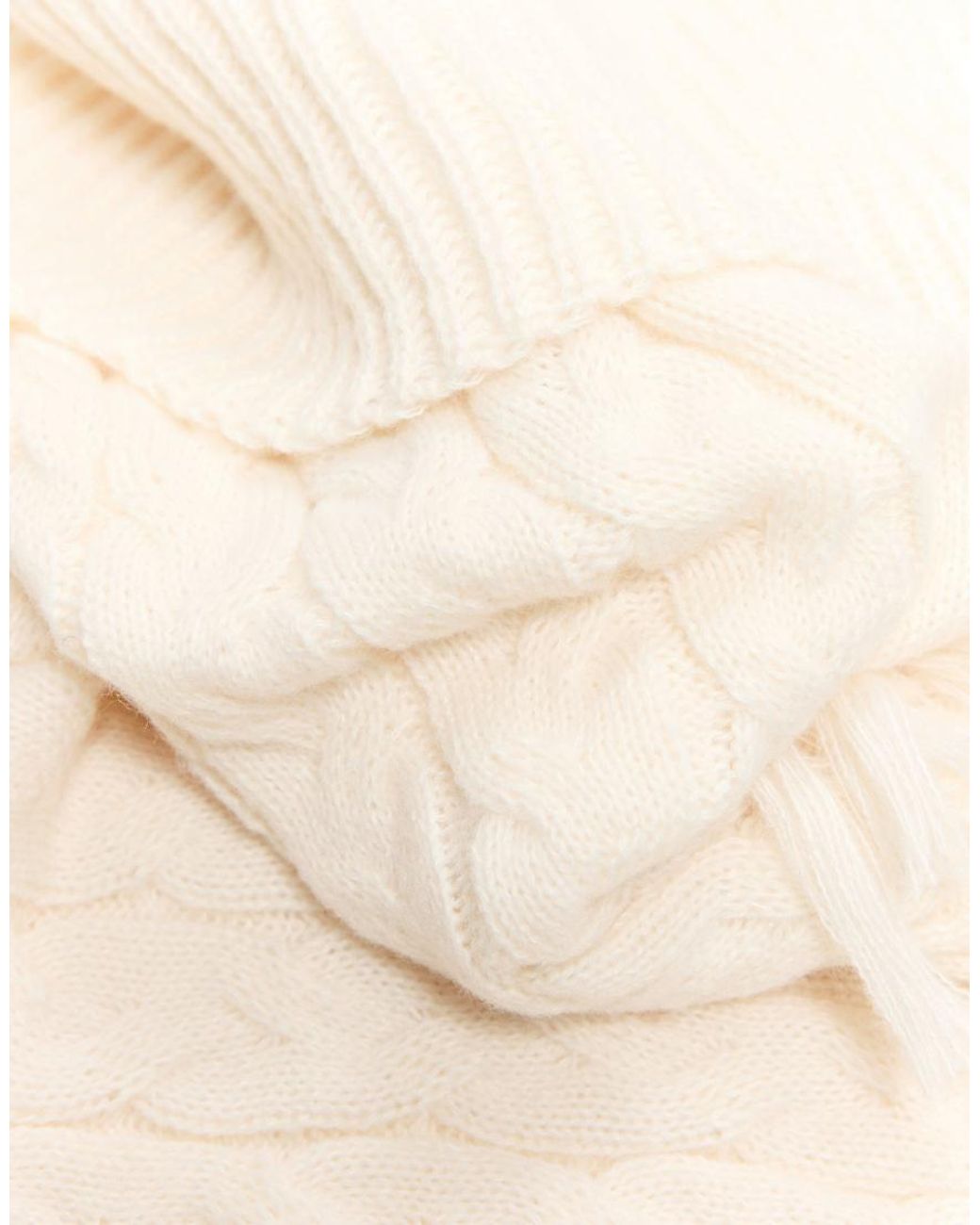 Bershka Gray Cable-Knit Poncho With Fringing