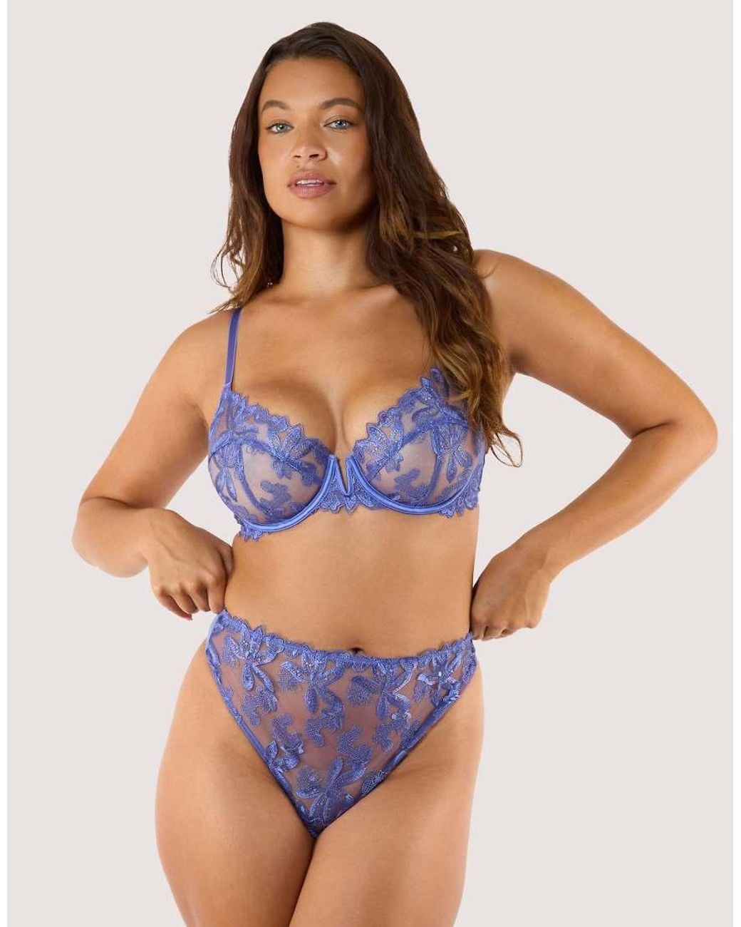 Playful Promises Blue Eva Space Dust Embroidery High Waist Thong