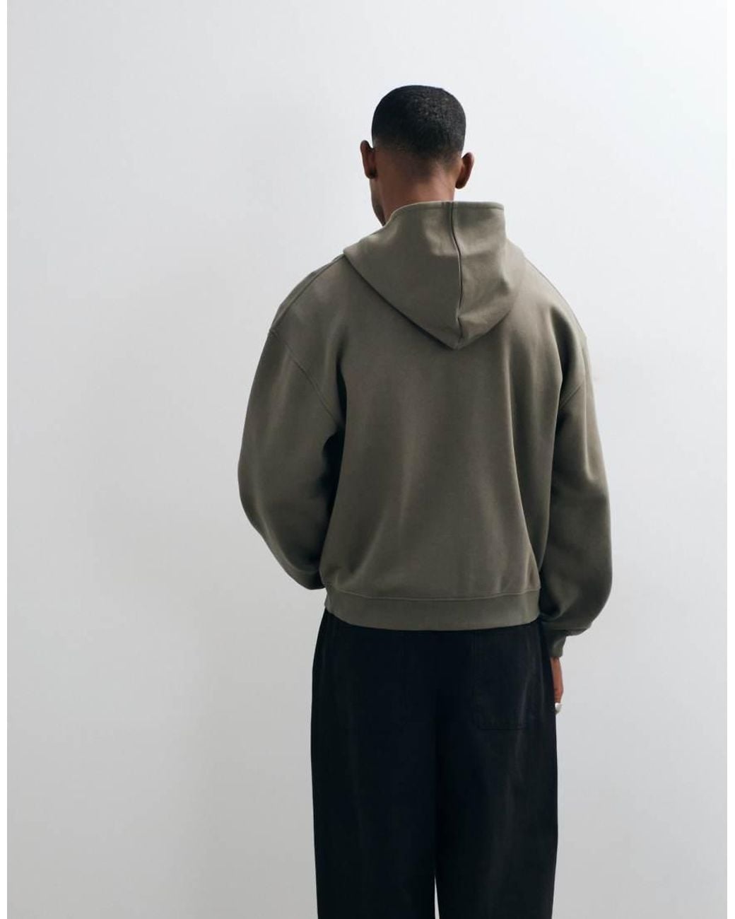 ASOS Gray Essentials Oversized Boxy Zip Up Hoodie for men