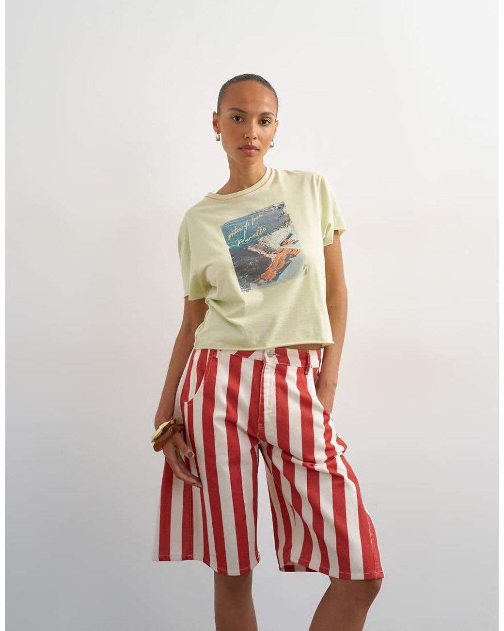 TOPSHOP White Denim Barrel Jort