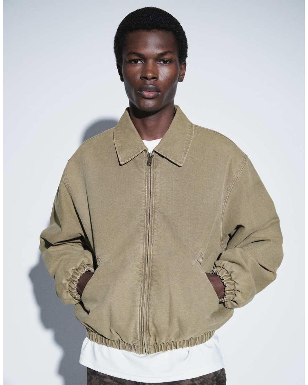 Weekday Natural Canvas Bomber Jacket for men