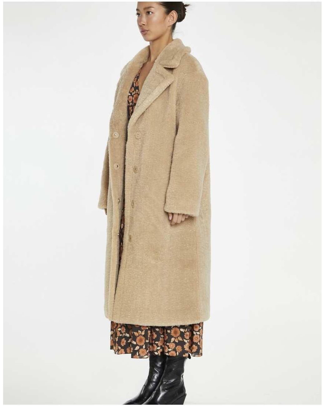 Glamorous Natural Teddy-Fur Longline-Coat
