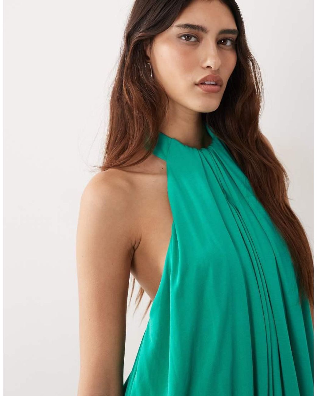ARRANGE Green Tiered Halter Maxi Dress