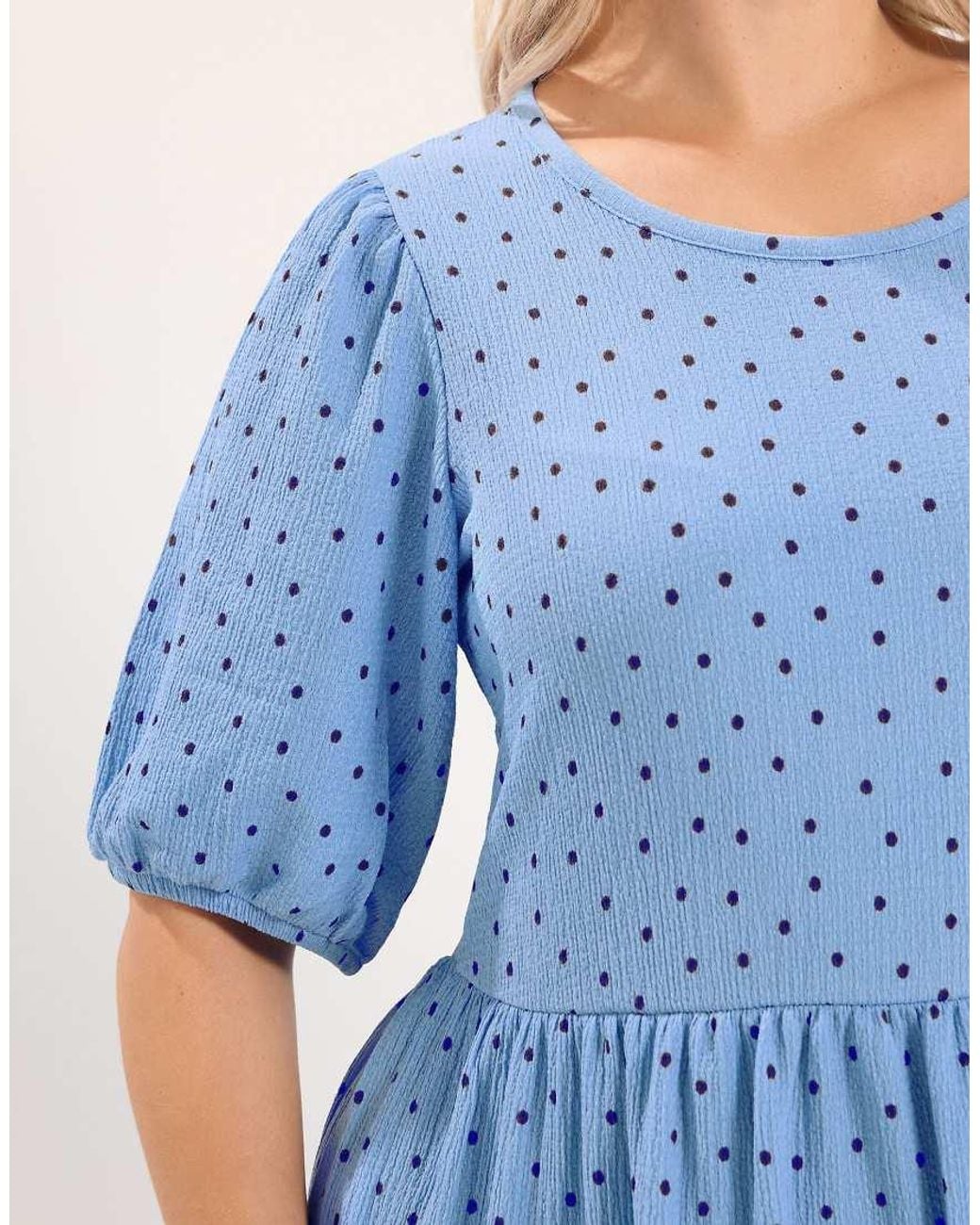 Yours Clothing Blue Polka Dot Tiered Midi Dress