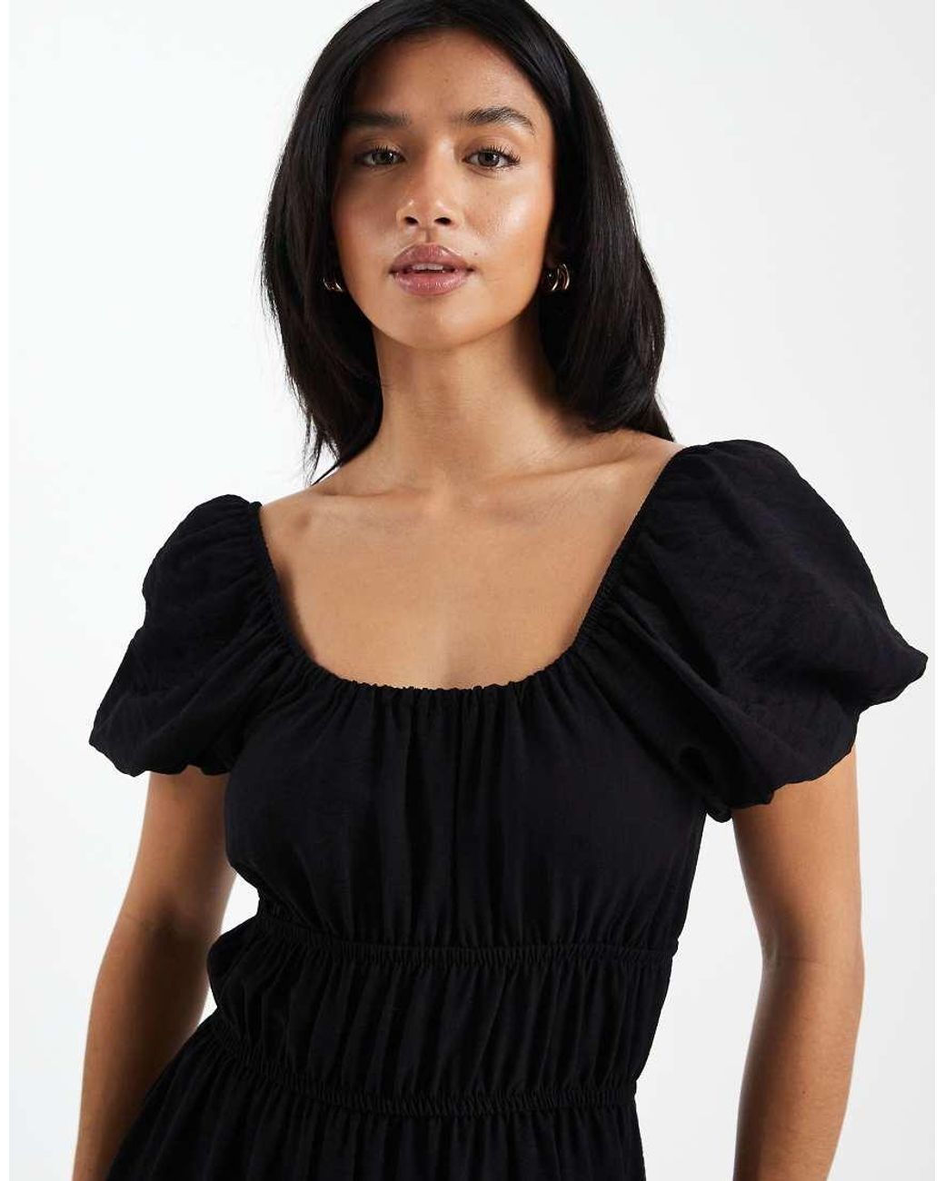 New Look Black Milk Maid Midi Dress