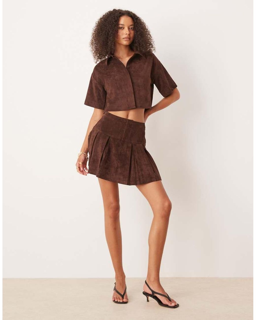 ASOS Brown Co-ord Faux Suede Boxy Shirt