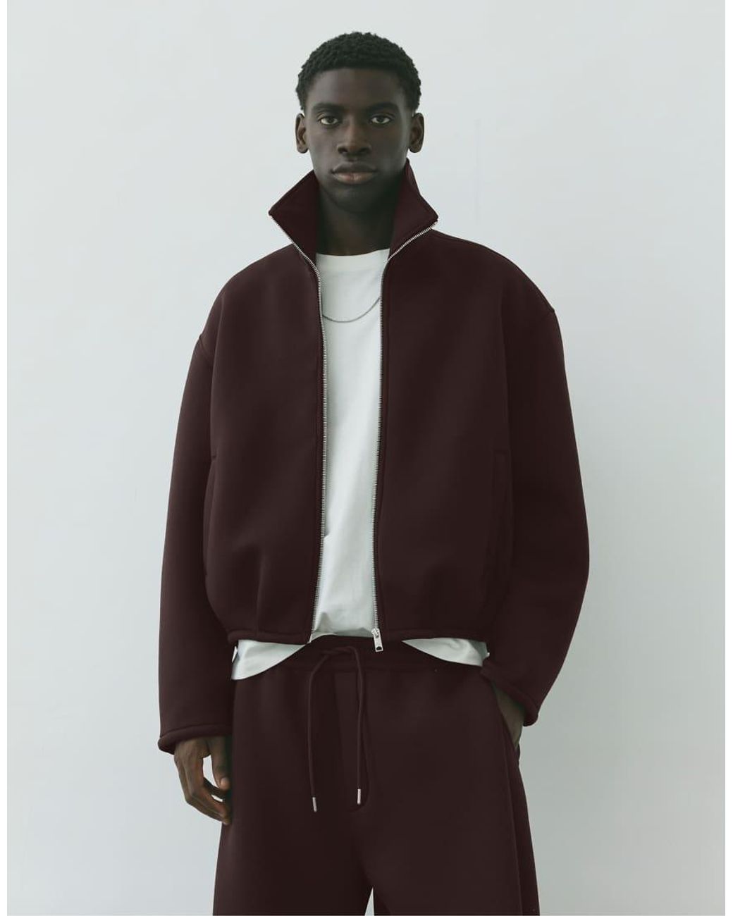 Pull&Bear Black Neoprene-effect Zip-up Jacket for men