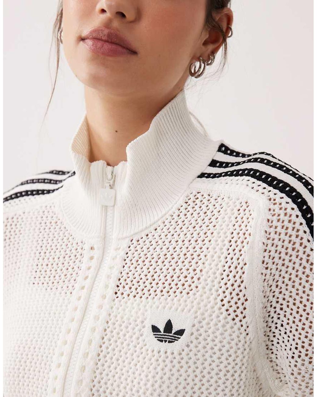 Adidas Originals Gray Knitted Crochet Firebird Track Top