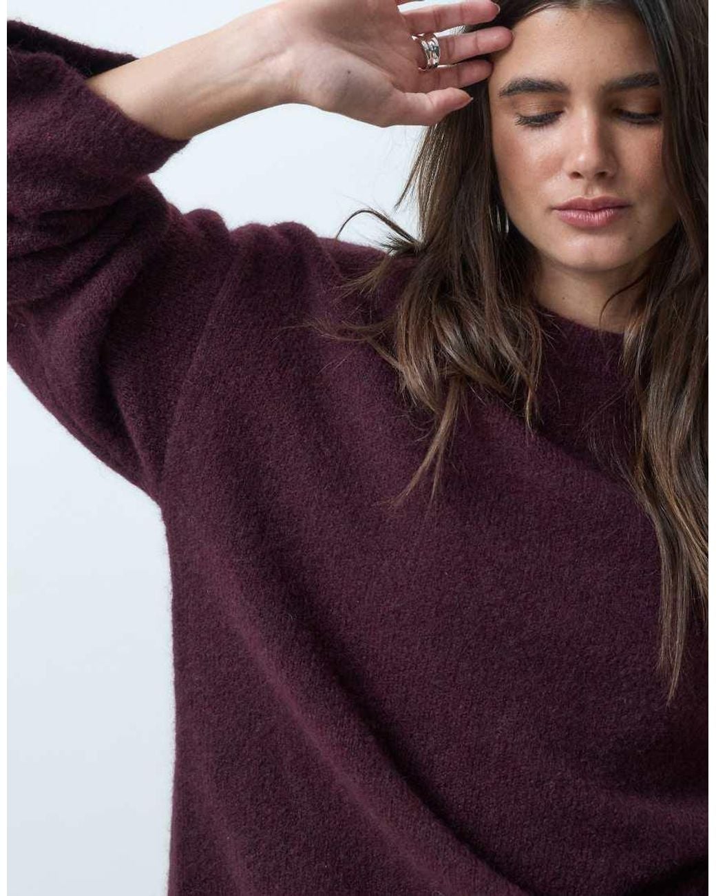 ASOS Blue Relaxed Fluffy Jumper With Wool
