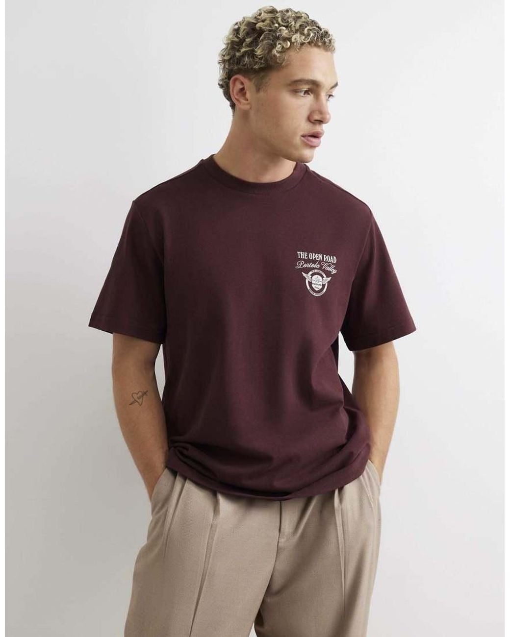 River Island Brown Cotton Open Road Horses T-Shirt for men