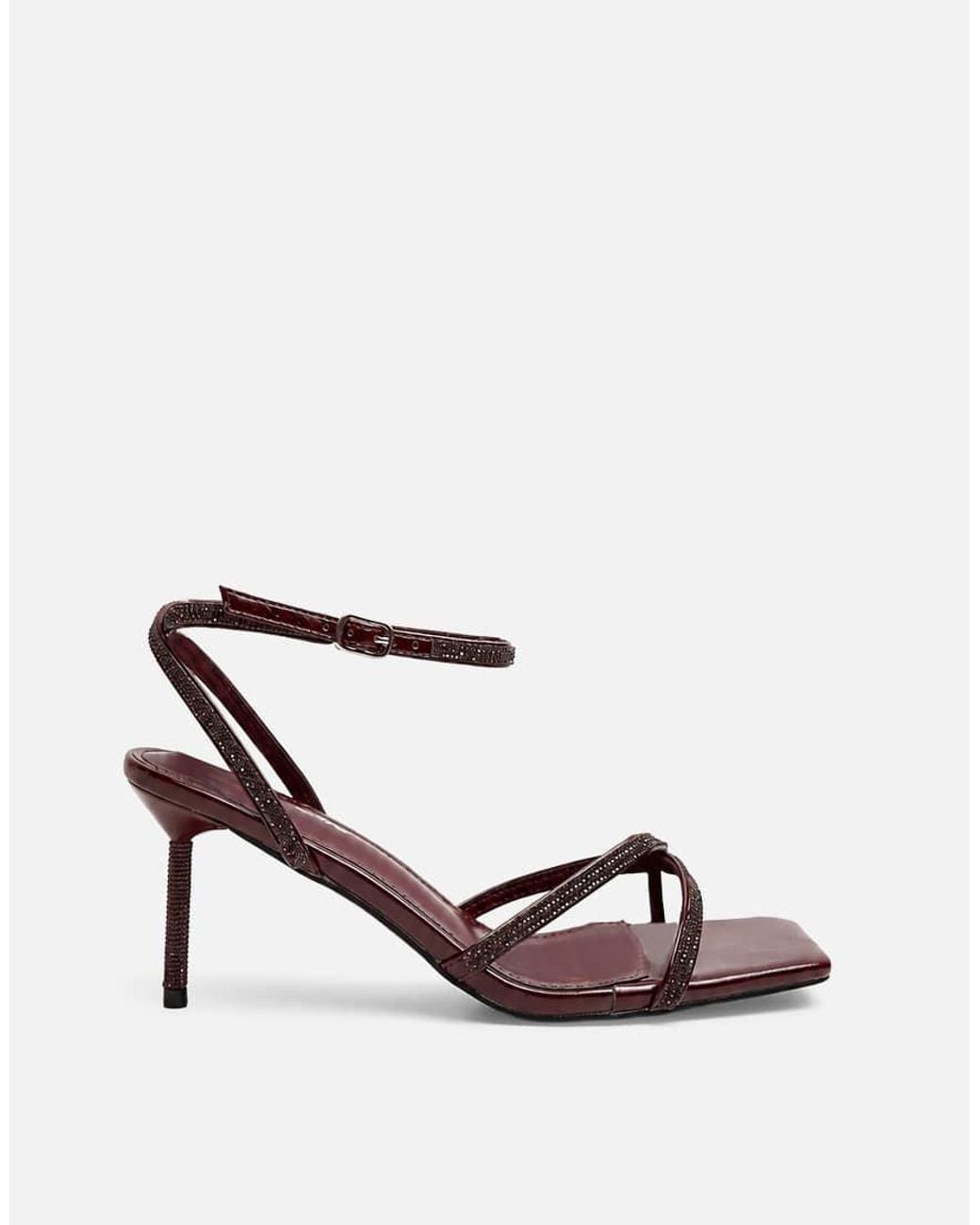Public Desire Red Belsa Diamante Strappy High Heel