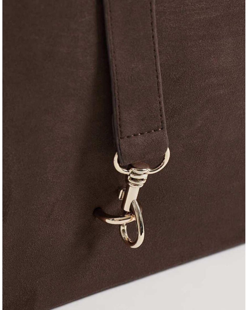 Abercrombie & Fitch Brown Faux Suede Shoulder Bag With Hardware Detail