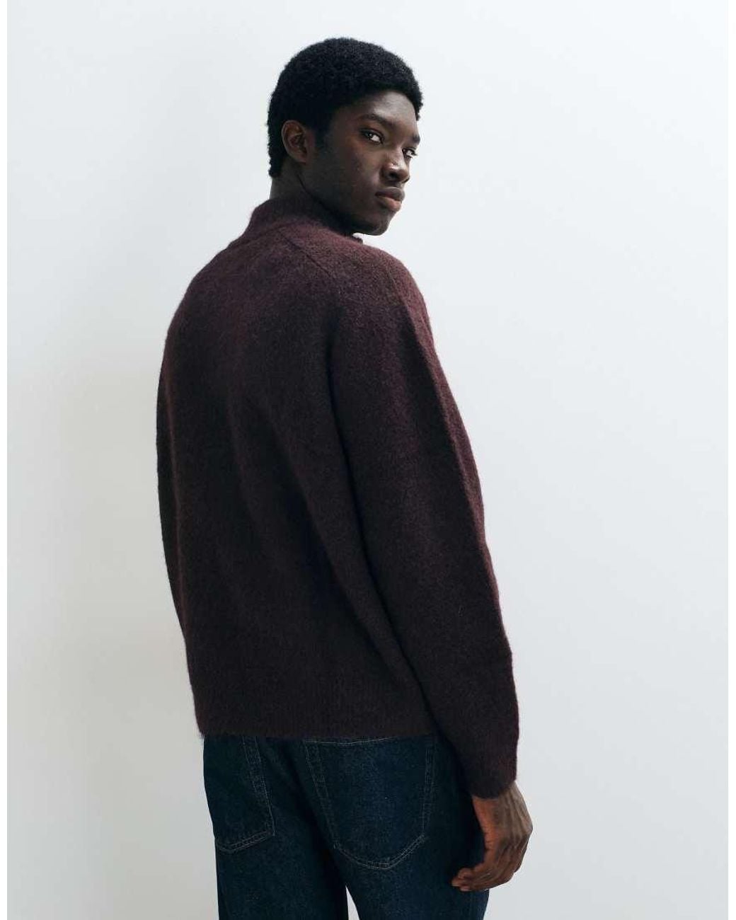 ASOS Black Oversized Knitted Funnel Sweater for men