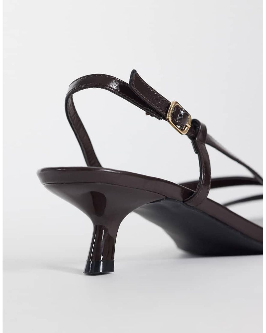 Glamorous Natural Kitten Heeled Strappy Sandals