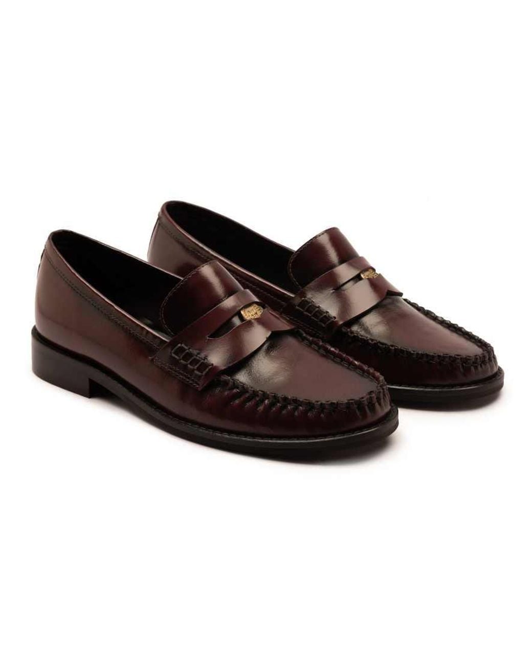 OFF THE HOOK Black Penelope Leather Penny Ruched Loafers