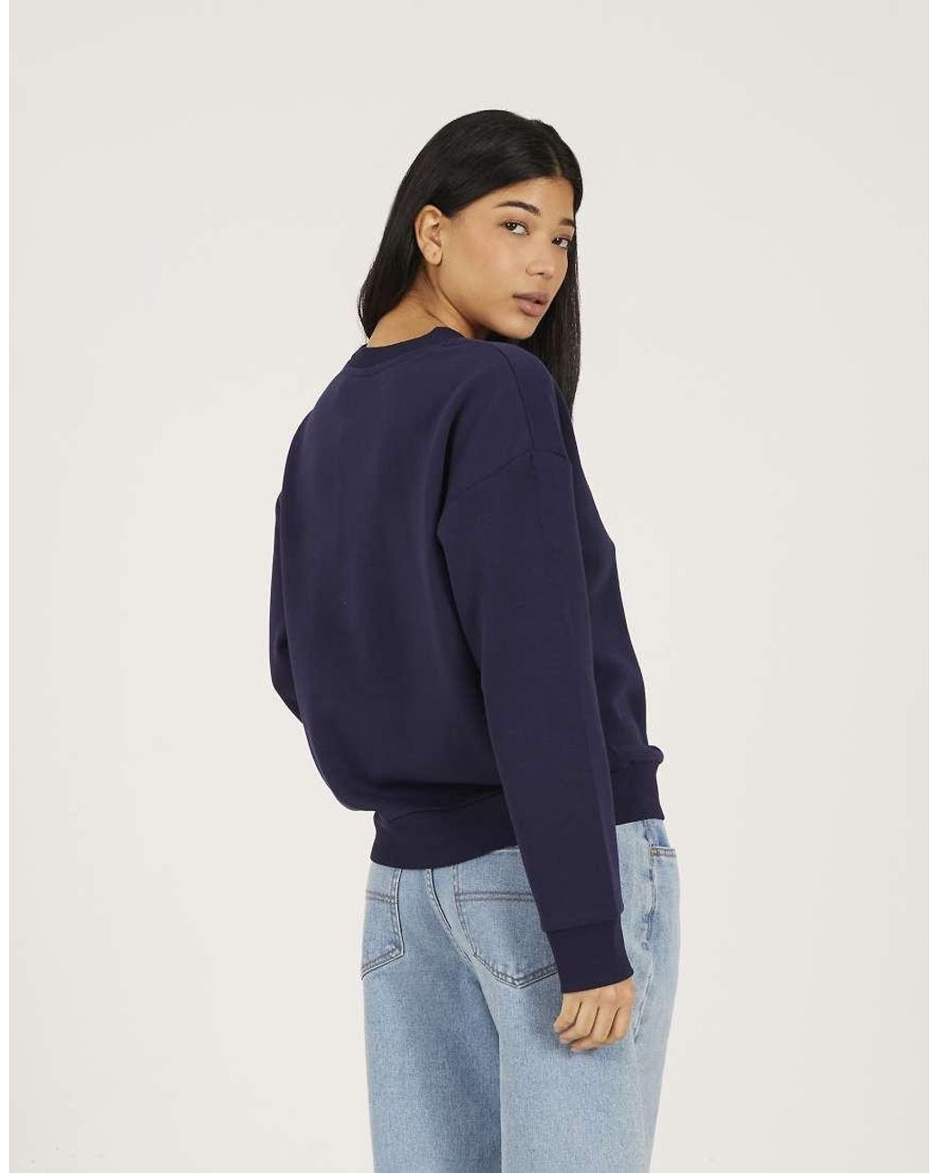 Brave Soul Blue Crew Neck Embroidered Sweatshirt